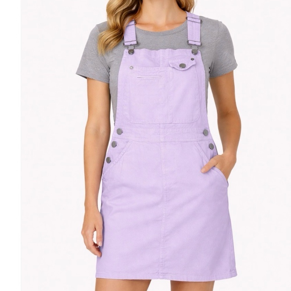 Asos//denim Curduroy pale purple overall dress romper multiple pockets SZ UK 4